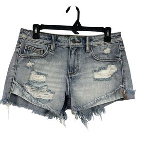 Hidden Jean Shorts Distressed SM Blue Distressed Cotton Cuff Denim Casual Basic